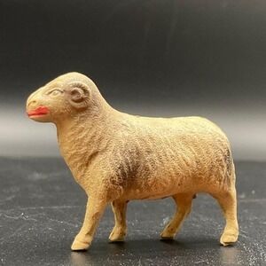 Vintage Celluloid Ram Figurine 2″ Long Sheep Blow Mold‎ Vintage Toy Farm Animal